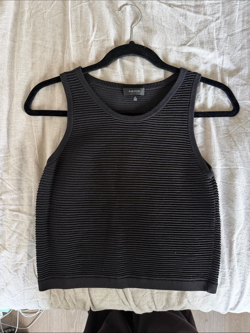 Babaton Black Ribbed Tank Top